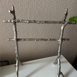 Rustic Silver Branch Wall Shelf